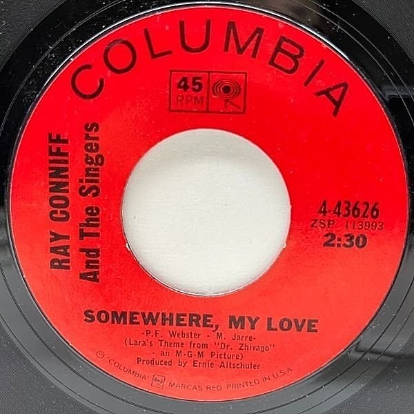 レコードメイン画像：良好盤!! USオリジ 7インチ RAY CONNIFF Somewhere, My Love / Midsummer In Sweden ('66 Columbia) SOUNDTRACK ドクトル・ジバゴ 45RPM.