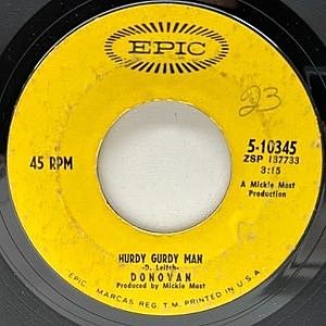 レコード画像：DONOVAN / Hurdy Gurdy Man / Teen Angel