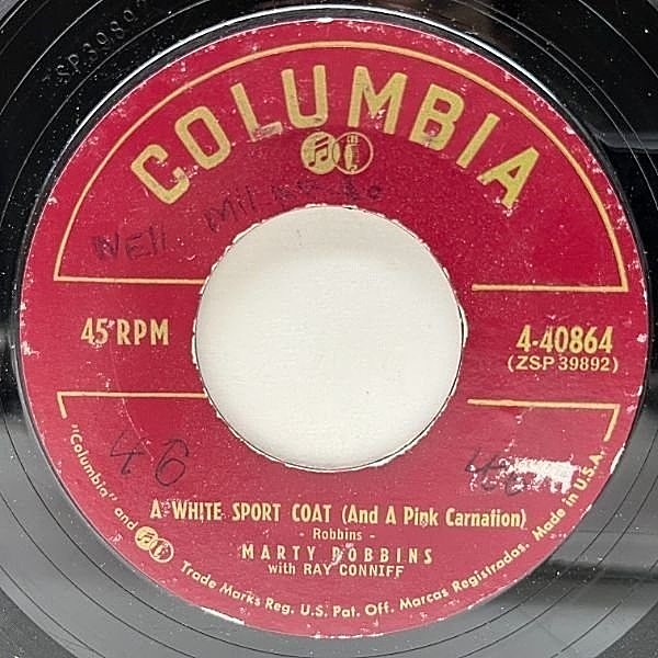 レコードメイン画像：USオリジナル 7インチ MARTY ROBBINS / RAY CONNIFF A White Sport Coat ('57 Columbia) SOUNDTRACK スコセッシ アイリッシュマン 45RPM.