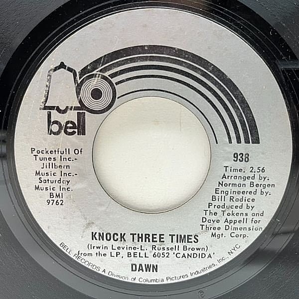 レコードメイン画像：	 USオリジナル 7インチ DAWN Knock Three Times / Home ('70 Bell) トニー・オーランド ノックは３回 45RPM.