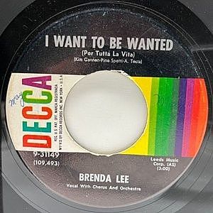 レコード画像：BRENDA LEE / I Want To Be Wanted (Per Tutta La Vita)