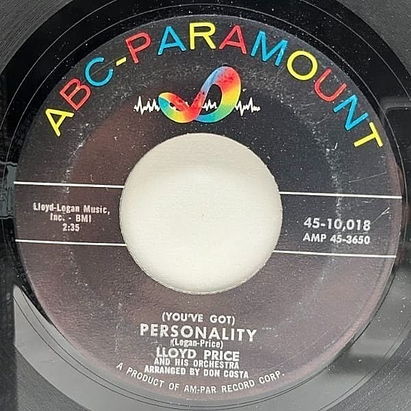 レコードメイン画像：USオリジナル 7インチ LLOYD PRICE (You've Got) Personality ('59 ABC-Paramount) EARLY SOUL ロイド・プライス 45RPM.