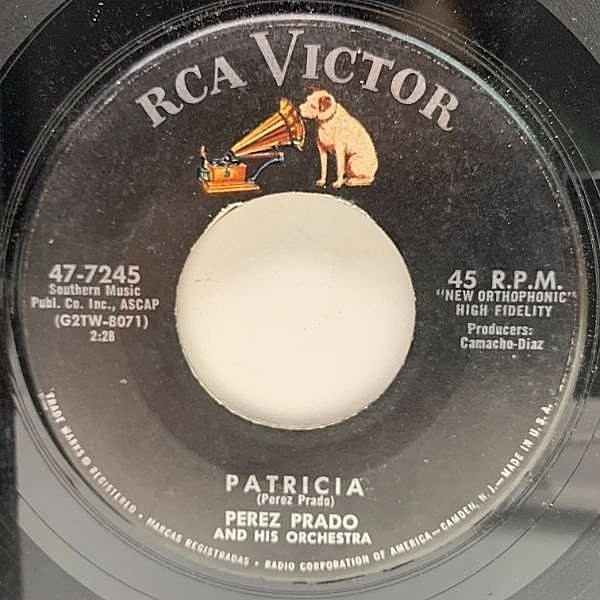 レコードメイン画像：	 【スペースエイジ系マンボジャズロック】USオリジナル 7インチ PEREZ PRADO Patricia ('58 RCA Victor) マンボ王 ペレス・プラード LATIN