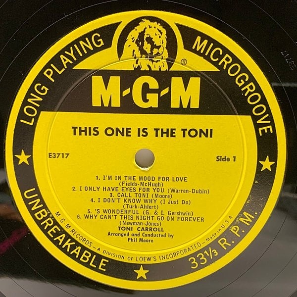 TONI CARROLL / This One Is The Toni (LP) / MGM | WAXPEND RECORDS