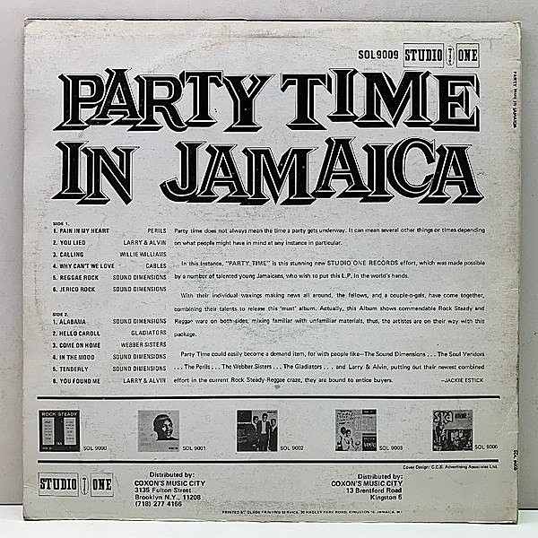 ジャマイカLP Various Party Time In Jamaica SOL9009 Studio One /00250 Party Time In Jamaica – Vinyl (LP, Compilation, Reissue