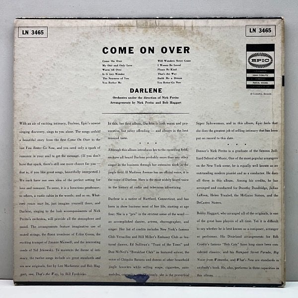 DARLENE ZITO / Come On Over (LP) / Epic | WAXPEND RECORDS