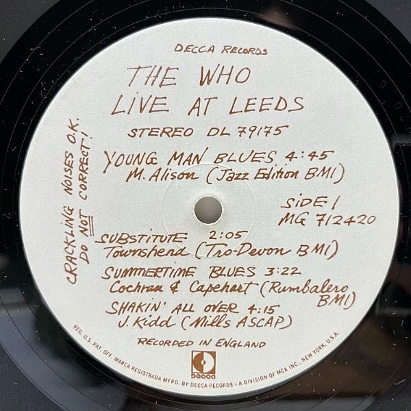 WHO / Live At Leeds (LP) / Decca | WAXPEND RECORDS