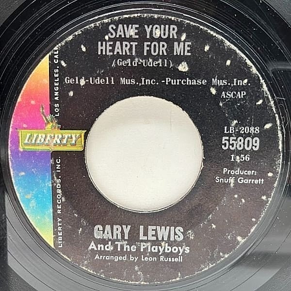 レコードメイン画像：USオリジナル 7インチ GARY LEWIS and THE PLAYBOYS Save Your Heart For Me ('65 Liberty) ジェリー・ルイス 45RPM.