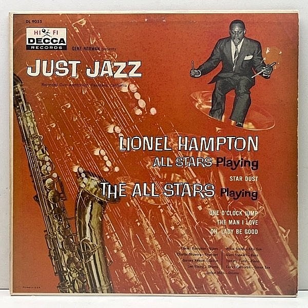 レコードメイン画像：稀少な美盤!! USオリジナル MONO 深溝 LIONEL HAMPTON Just Jazz (Decca DL 9055) Willie Smith, Barney Kessel ほか 名演 Star Dust