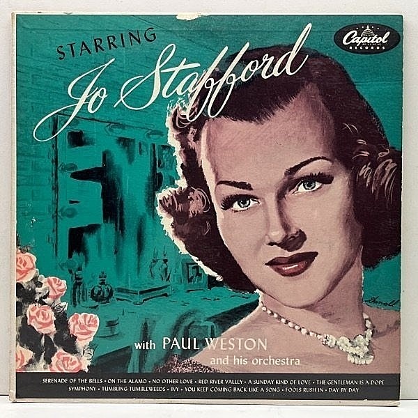 レコードメイン画像：【PIED PIPERS参加】USオリジナル MONO リング付きターコイズ JO STAFFORD Starring Jo Stafford (Capitol T 435) w/ Paul Weston