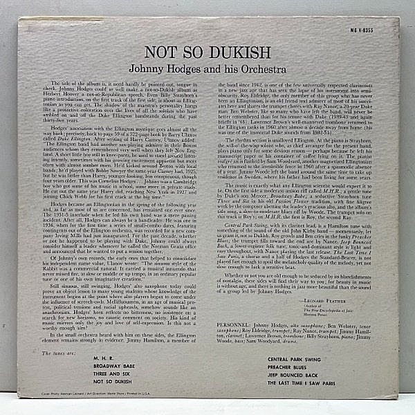 JOHNNY HODGES / Not So Dukish (LP) / Verve | WAXPEND RECORDS