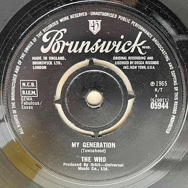 レコードメイン画像：レア 7インチ 原盤 UKオリジナル THE WHO My Generation ('71 Decca) ザ・フー／マイ・ジェネレイション 英 45RPM.