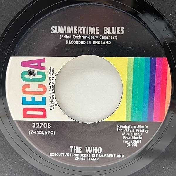 レコードメイン画像：美盤!! USオリジナル 7インチ WHO Summertime Blues ('70 Decca) ザ・フー 米 シングル 原盤 サマータイム・ブルース 45RPM.