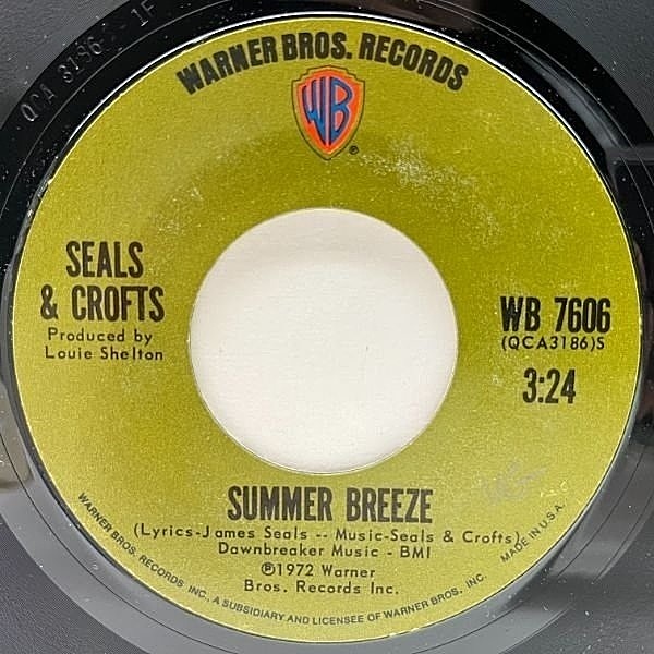 レコードメイン画像：良好盤!! USオリジナル 7インチ SEALS & CROFTS Summer Breeze ('72 Warner) シールズ&クロフツ 名曲 45RPM.