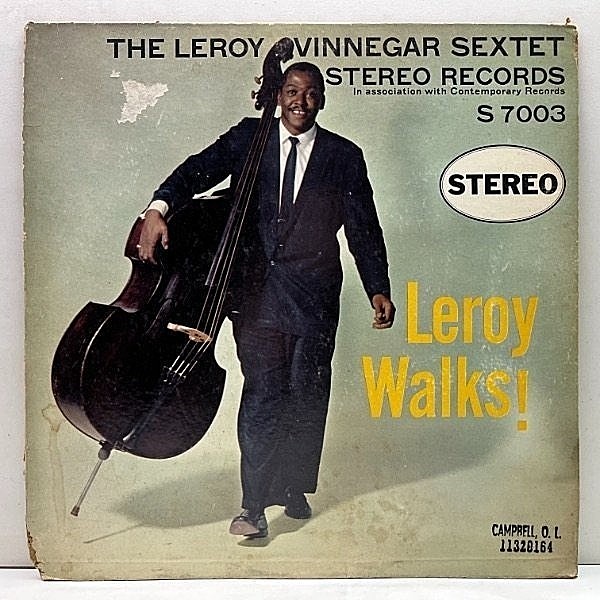 レコードメイン画像：激レア Stereo Records 完全オリジナル LEROY VINNEGAR Leroy Walks (Contemporary S7003) 稀少 初版ステレオ CARL PERKINS, TEDDY EDWARDS