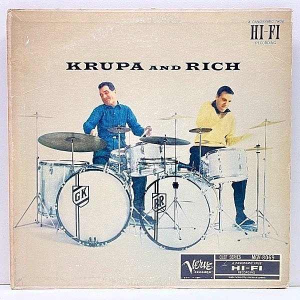 レコードメイン画像：US MONO 黄トランペッター 深溝 GENE KRUPA & BUDDY RICH ('57 Verve) Roy Eldridge, Flip Phillips, Illinois Jacquet, Oscar Peterson