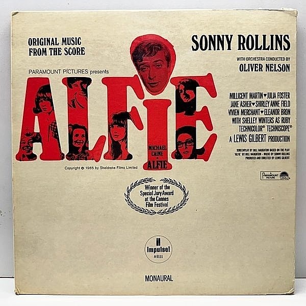 レコードメイン画像：Rare!!【赤顔】MONO オリジナル SONNY ROLLINS Alfie (Impulse A-9111) 初回PARAMOUNTラベ VANGELDER刻印 w/ KENNY BURRELL