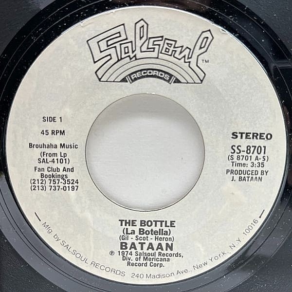 レコードメイン画像：プロモ 美盤!! JOE BATAAN The Bottle / When You're Down ('74 Salsoul) 7インチ 45RPM. GIL SCOTT HERON 名曲カヴァー