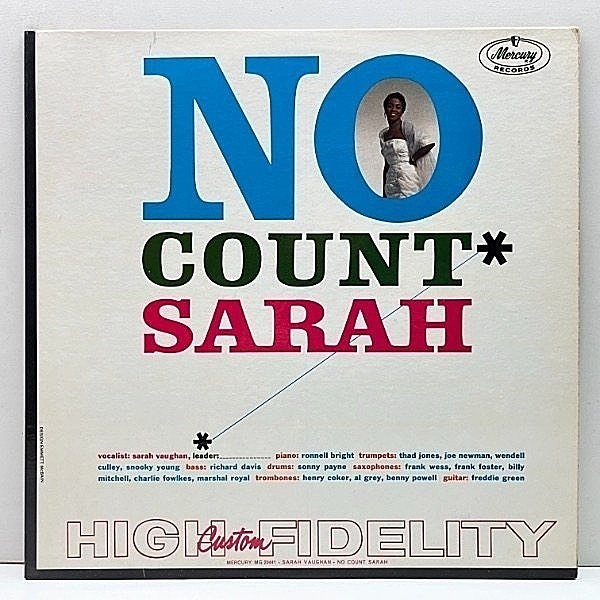 レコードメイン画像：レアな美品!! USオリジナル MONO 深溝 コート SARAH VAUGHAN No Count Sarah (Mercury) カウント・ベイシー(抜き)楽団との好演