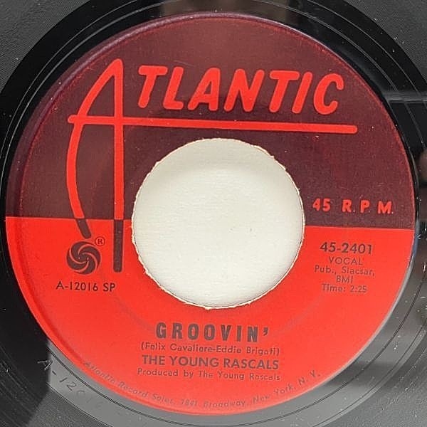 レコードメイン画像：プレイ良好!! USオリジナル 7インチ YOUNG RASCALS Groovin' / Sueno ('67 Atlantic) ヤング・ラスカルズ ブルーアイド・ソウル 45RPM.