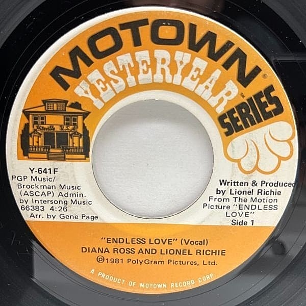レコードメイン画像：USオリジナル 7インチ DIANA ROSS And LIONEL RICHIE Endless Love ('81 Motown) 名バラード収録 ダイアナ・ロス 45RPM.