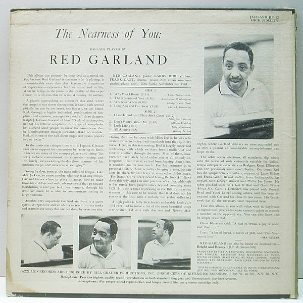 RED GARLAND / The Nearness Of You (LP) / JAZZLAND | WAXPEND