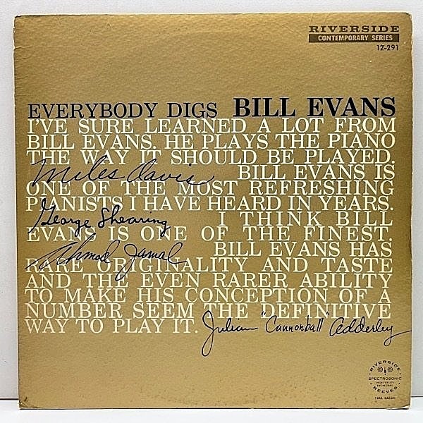 レコードメイン画像：良好!! MONO 青ラージ 深溝 BILL EVANS Everybody Digs (Riverside RLP 12-291) ビル・エヴァンス w/ Sam Jones, Philly Joe Jones