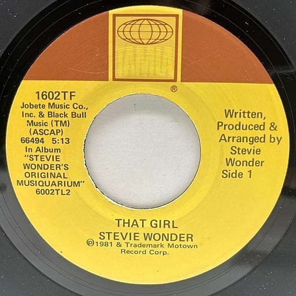 レコードメイン画像：【2PAC／So Many Tearsネタ】USオリジナル STEVIE WONDER That Girl / All I Do ('82 Tamla) スティーヴィー・ワンダー 45RPM.
