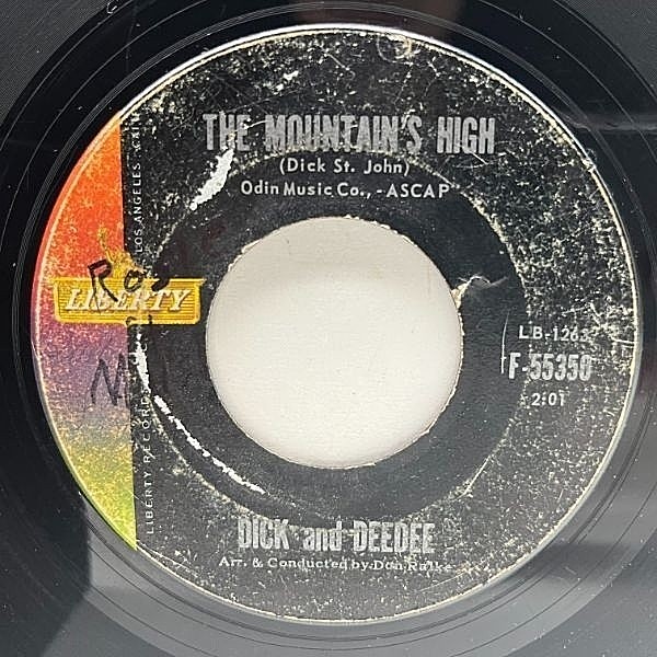 レコードメイン画像：【ゆらゆらしたユニークな酩酊感漂うオブスキュアR&B】USオリジナル 7インチ DICK and DEE DEE The Mountain's High ('61 Liberty) 45RPM.
