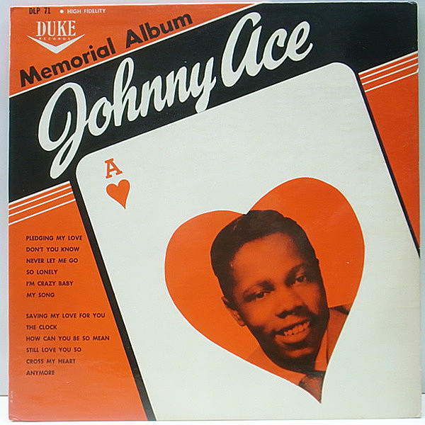 レコードメイン画像：初回 FLAT 黄紫ラベ 深溝 MONO オリジナル JOHNNY ACE Memorial Album For ～ ('56 Duke) PLAYING CARD コーティング仕様