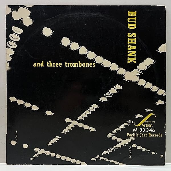 レコードメイン画像：極美盤!! 10'' FLAT FBジャケ Franceオリジ BUD SHANK And [3] Three Trombones (Pacific Jazz 14) w/ Claude Williamson, Shelly Manne