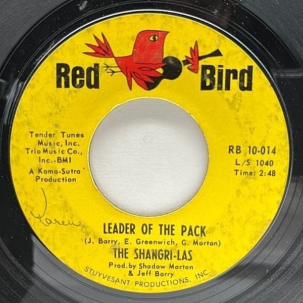 レコードメイン画像：USオリジナル 7インチ SHANGRI-LAS Leader Of The Pack ('64 Red Bird) 思春期の孤独と死や憤りをテーマにした不良ガールズ・ポップ 45RPM.