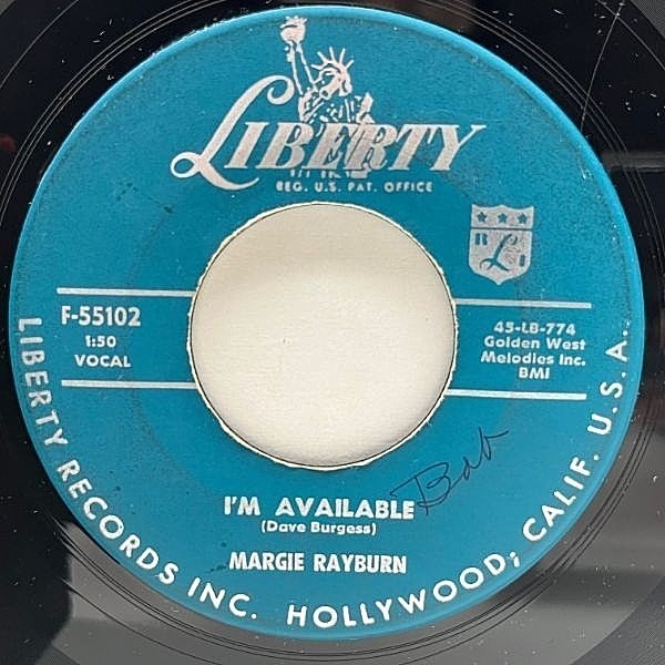 レコードメイン画像：【キュートなロカビリー・ポップス】USオリジナル 7インチ MARGIE RAYBURN I'm Available ('57 Liberty) 才色兼備 マージー・レイバーン