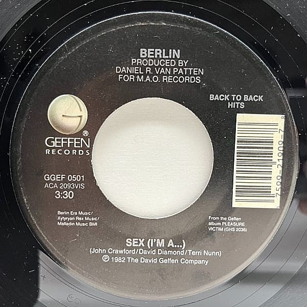 レコードメイン画像：良好盤!! USオリジナル 7インチ BERLIN Sex (I'm A...) / Tell Me Why ('83 Geffen) ニューウェーヴ シンセポップ 45RPM.