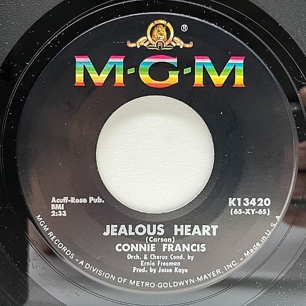 レコードメイン画像：美盤!! USオリジナル 7インチ CONNIE FRANCIS Jealous Heart / Can I Rely On You ('65 MGM) コニー・フランシス 45RPM.