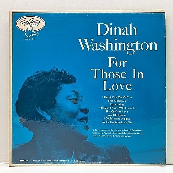 レコードメイン画像：良好盤!!【曇り・カゼヒキ無し】MONO 深溝 コート 初期プレス DINAH WASHINGTON For Those In Love (EmArcy MG 36011) w/ CLARK TERRY