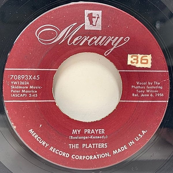レコードメイン画像：【ソウルフルで澄んだ高級バラード】USオリジナル 7インチ PLATTERS My Prayer / Heaven On Earth ('56 Mercury) DOO-WOP ザ・プラターズ
