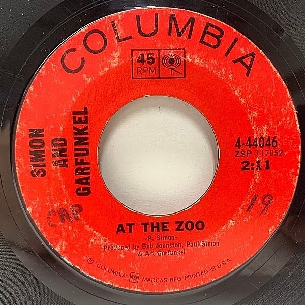 レコードメイン画像：USオリジナル 7インチ SIMON and GARFUNKEL At The Zoo / The 59th Street Bridge Song (Feelin' Groovy) 45RPM. 米シングル