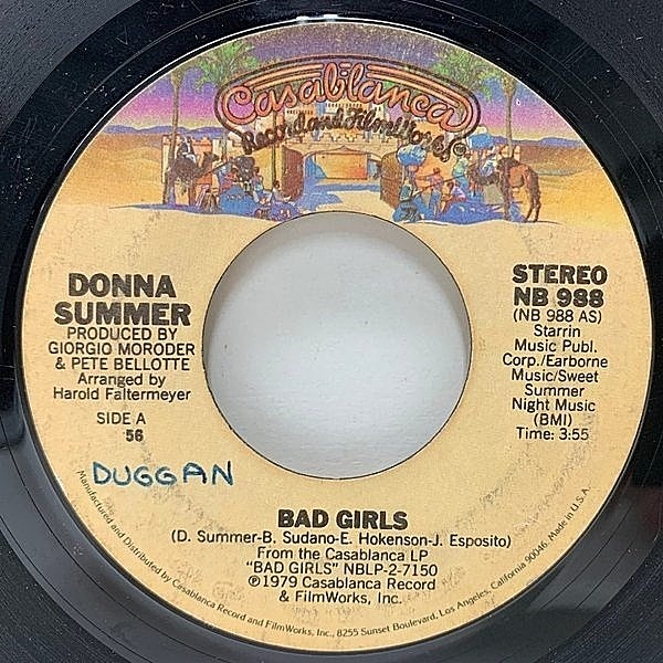 レコードメイン画像：【不朽のダンスクラシック】USオリジナル 7インチ DONNA SUMMER Bad Girls / On My Honor ('79 Casablanca) ドナ・サマー 華麗なる誘惑