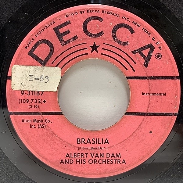 レコードメイン画像：【独特のエキゾ・ラウンジ】7インチ USオリジナル ALBERT VAN DAM Instrumental Continental / Brasilia ('60 Decca) Exotica マイナー盤