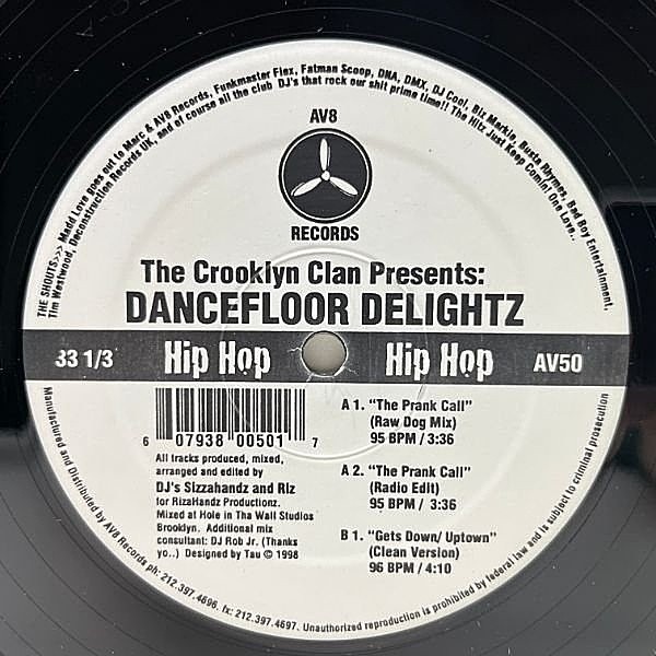 レコードメイン画像：良好盤!! 12インチ USプレス CROOKLYN CLAN Dancefloor Delightz ('98 AV8) クルックリン・クラン