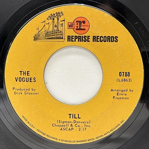 レコードメイン画像：USオリジナル 7インチ VOGUES Till / I Will ('68 Reprise) ボーグス 愛の誓い 美メロバラード収録 45RPM.