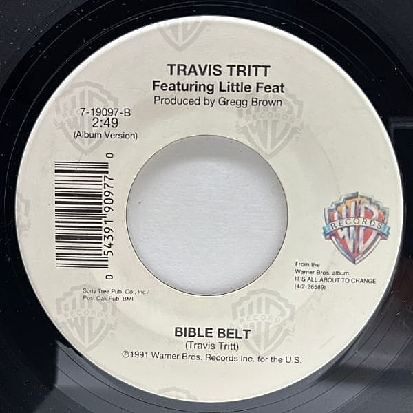 レコードメイン画像：【アーシーな旨味たっぷりの疾走ナンバー】USオリジ 7インチ TRAVIS TRITT / LITTLE FEAT Bible Belt ('91 Warner) リトル・フィート 45RPM