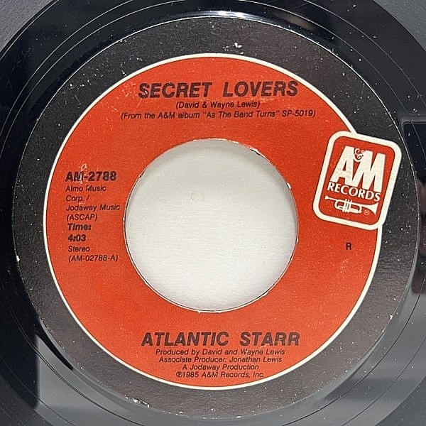 レコードメイン画像：美盤!! USオリジナル 7インチ ATLANTIC STARR Secret Lovers / Thank You ('85 A&M) アトランティック・スター N.Y.産シンセ・ソウル 45RPM