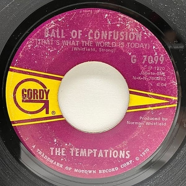 レコードメイン画像：【LP未収録の野太いファット・グルーヴ!!】USオリジナル 7インチ TEMPTATIONS Ball Of Confusion ('70 Gordy) サイケ・ソウル 45RPM.