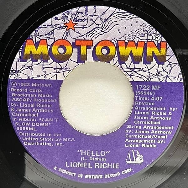 レコードメイン画像：USオリジナル 7インチ LIONEL RICHIE Hello / You Mean More To Me ('83 Motown) ライオネル・リッチー 45RPM.