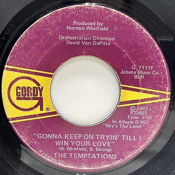 レコードメイン画像：USオリジ 7インチ TEMPTATIONS Gonna Keep On Tryin' Till I Win Your Love ('71 Gordy) マーヴィン・ゲイの甘茶風味のサイケカヴァー!!
