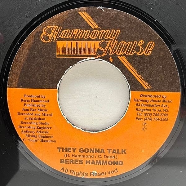 レコードメイン画像：【しっとりと甘い純正ミディアム・チューン】"7 JAプレス BERES HAMMOND They Gonna Talk ('00 Harmony House) ベレス・ハモンド 45RPM.