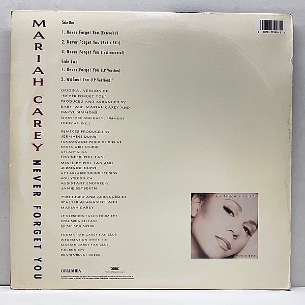 [海外プロモ盤] マライア・キャリー　「NEVER FORGET YOU 」 贅沢品 海外プロモ盤] マライア・キャリー 「NEVER FORGET YOU