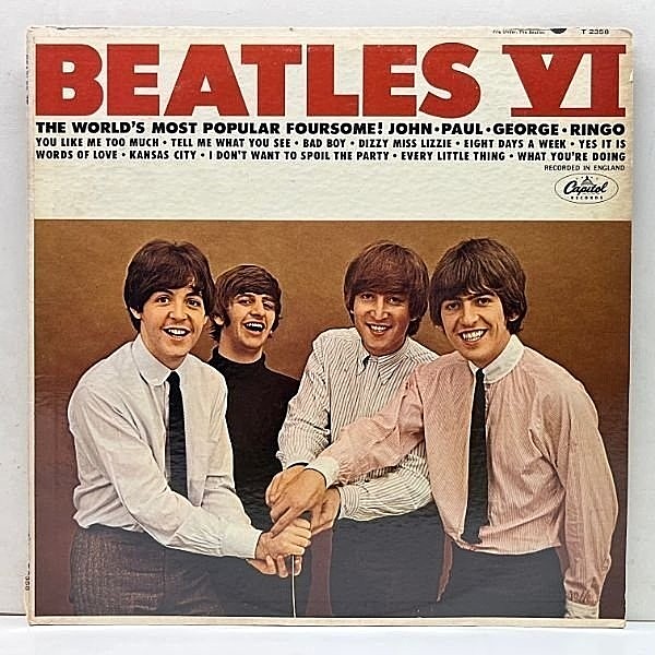 レコードメイン画像：良好盤!!【LIZZIE誤植＆曲未決定】MONO 虹ラベ USオリジナル THE BEATLES VI ('65 Capitol) 米 初回 モノラル